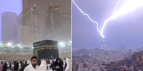  صورة رقم 2 - فيديو وصور: لحظات صعبة لعواصف مكة الرعدية.. صراخ وتطاير محتويات وشهامة!