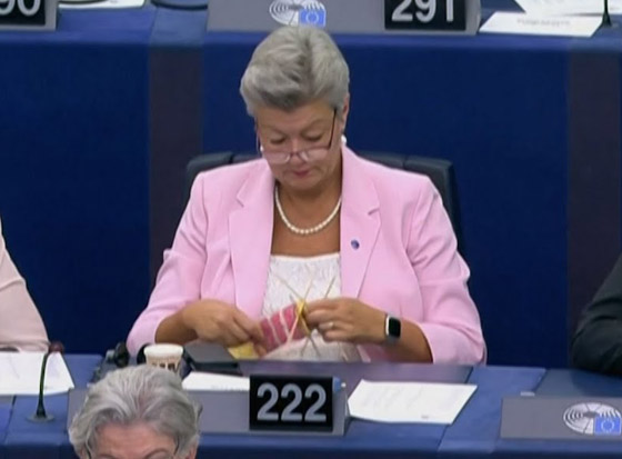  صورة رقم 4 - ملت حتى الموت.. فيديو مسؤولة تحيك خلال خطاب رئيسة البرلمان الأوروبي