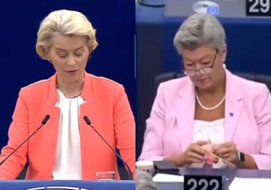  صورة رقم 1 - ملت حتى الموت.. فيديو مسؤولة تحيك خلال خطاب رئيسة البرلمان الأوروبي