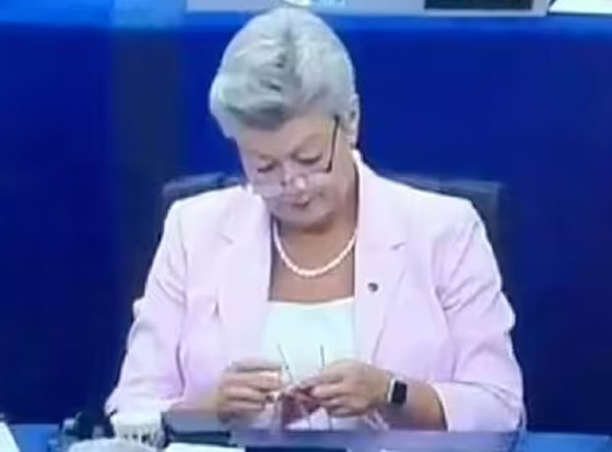  صورة رقم 5 - ملت حتى الموت.. فيديو مسؤولة تحيك خلال خطاب رئيسة البرلمان الأوروبي