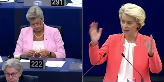  صورة رقم 2 - ملت حتى الموت.. فيديو مسؤولة تحيك خلال خطاب رئيسة البرلمان الأوروبي