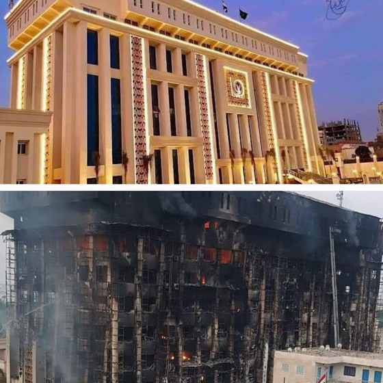  صورة رقم 1 - حريق ضخم يلتهم مديرية أمن الإسماعيلية بمصر.. انهيار المبنى وعشرات الإصابات