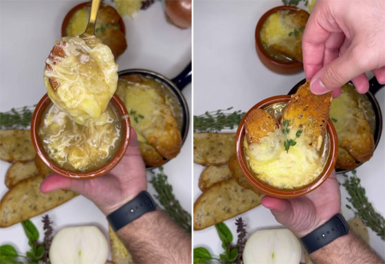  صورة رقم 2 - إليكم وصفة شوربة البصل مع الخبز والجبنة.. طبق فرنسي لذيذ (فيديو)