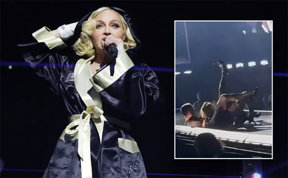فيديو: مادونا تسقط على أرض المسرح أثناء حفلها الغنائي.. كيف تصرفت؟ صورة رقم 1