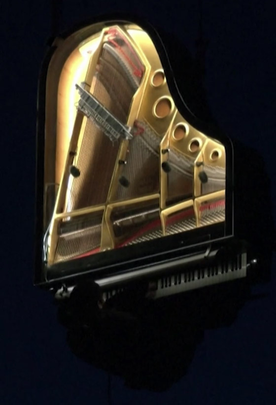 عازف بيانو سويسري يقدم عرضا موسيقيا مميزا على بيانو معلق بالهواء صورة رقم 7