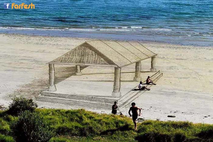 رسومات ساحرة ثلاثية الأبعاد على رمال الشاطئ
