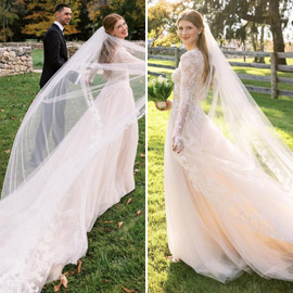دار أزياء شهيرة تحقق أحلام جينيفر غيتس: صنعت لها فستانا رائعا لزفافها