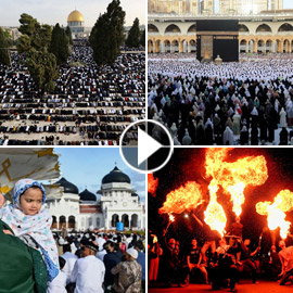 فيديو وصور: ملايين المسلمين يؤدون صلاة عيد الفطر ويحتفلون بدول عدة