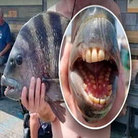 رأس الغنم.. سمكة بأسنان بشرية تثير جدلا واسعا على مواقع التواصل!