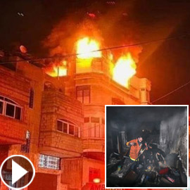 مصرع 21 شخصا من عائلة واحدة في حريق مروع بمبنى سكني في غزة