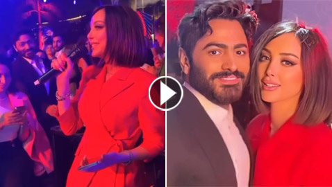 فيديو: بسمة بوسيل تفاجئ تامر حسني وتغني معه 