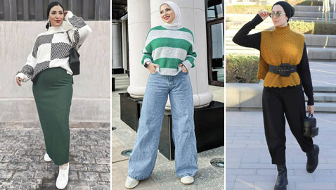 بالصور: إليكم موديلات كنزات خفيفة للمحجبات من مدونات الموضة