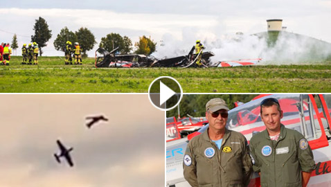 فيديو: حادثة مأسوية تنهي حياة طاقم طائرتين استعراضيتين