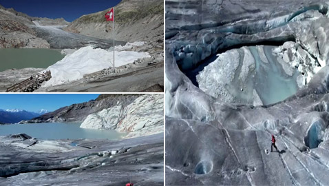 بالصور: مناظر طبيعية جديدة مع اختفاء أنهار جبال الألب الجليدية