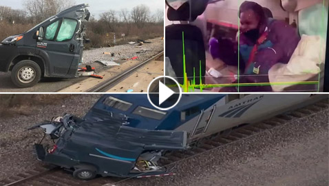 فيديو: شاحنة توصيل أمازون تنقسم لنصفين بعد حادث قطار.. هذا مصير السائق!